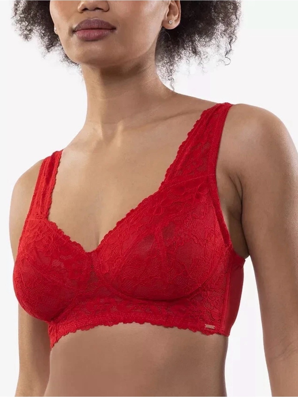 DORINA Women's Sz Large Aina Non Padded Lace Wire Free Bralette Bra Red